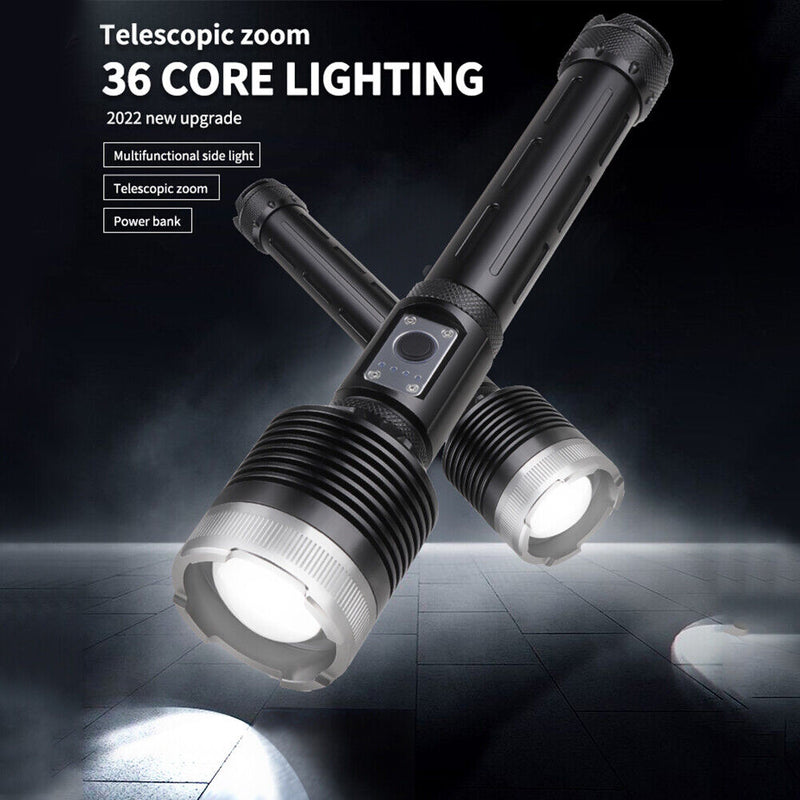 #A XHP360 LED Flash Camping Lights Outdoor Telescopic Zoom Lighting Flashlight