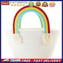 Women Mini Handbag Cotton Rope Beach Rainbow Cloud Mini Basket Knit Tote Bag