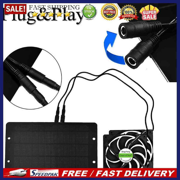 10W 12V Solar Panel Dual Fan Kit Portable Air Extractor for Outdoor House