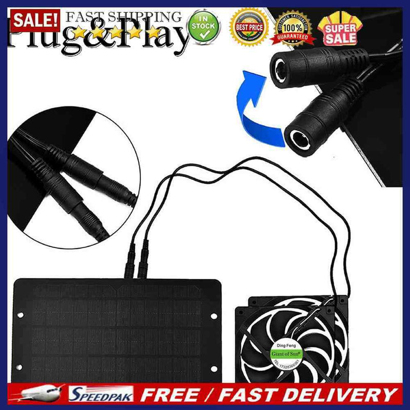 10W 12V Solar Panel Dual Fan Kit Portable Air Extractor for Outdoor House