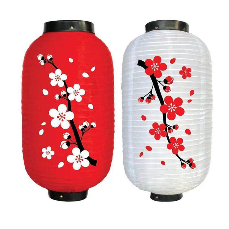 25cm Plum Blossom Lantern Lamp Chinese Long Shaped Cloth Lampion (B)