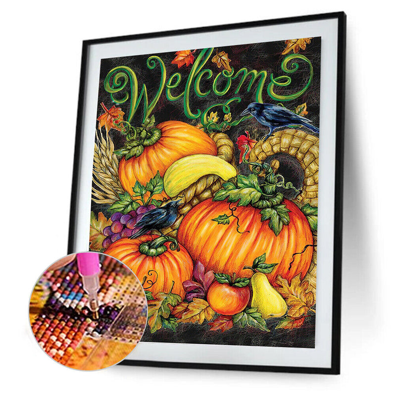 5D Diamond Painting Kit Welcome Pumpkin Full Round Drill DIY Home Decor
