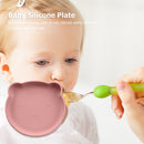 Children Dishes Baby Silicone Sucker Feeding Bowl Kids Dining Plate (Pink) Newly
