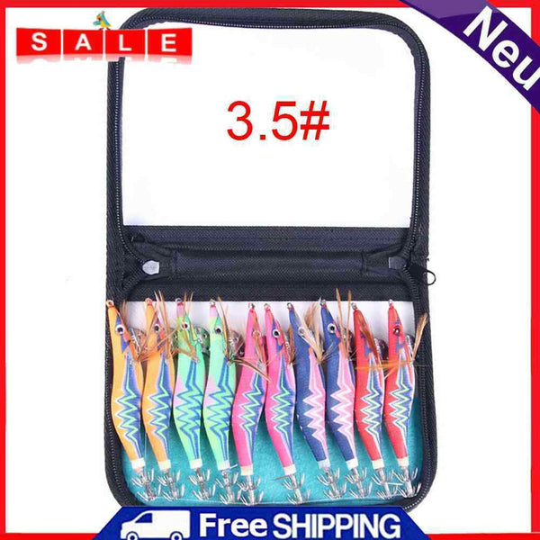 10pcs LED Luminous Shrimp Night Fishing Squid Hook Jigs Lure Octopus Fish Tackle