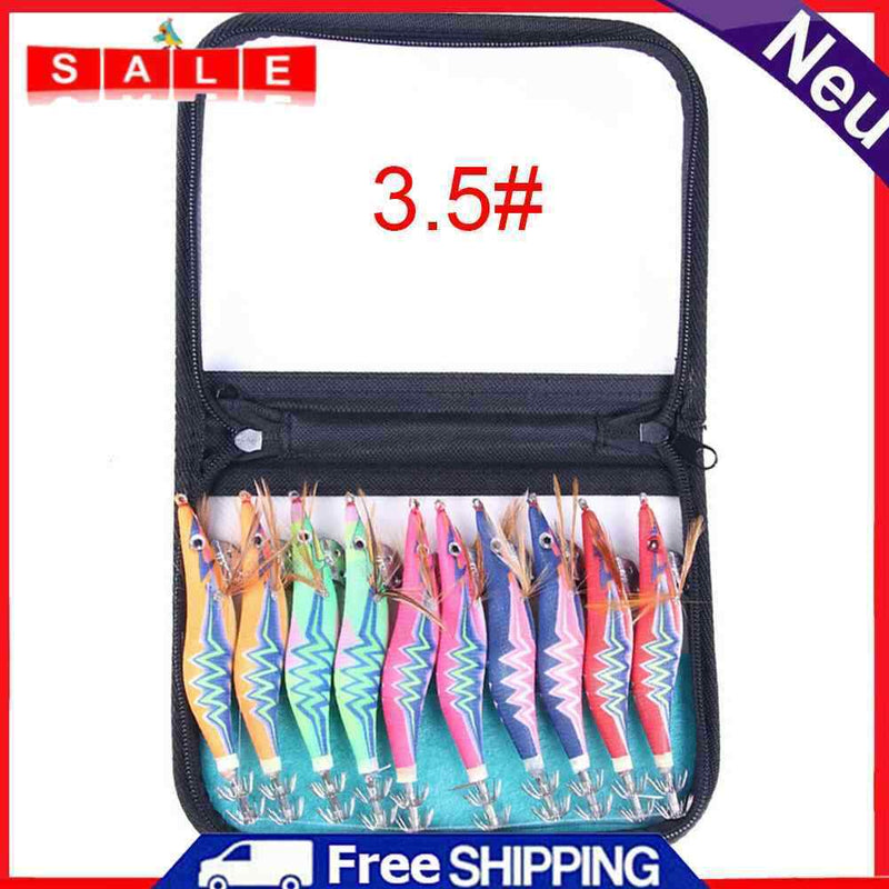 10pcs LED Luminous Shrimp Night Fishing Squid Hook Jigs Lure Octopus Fish Tackle