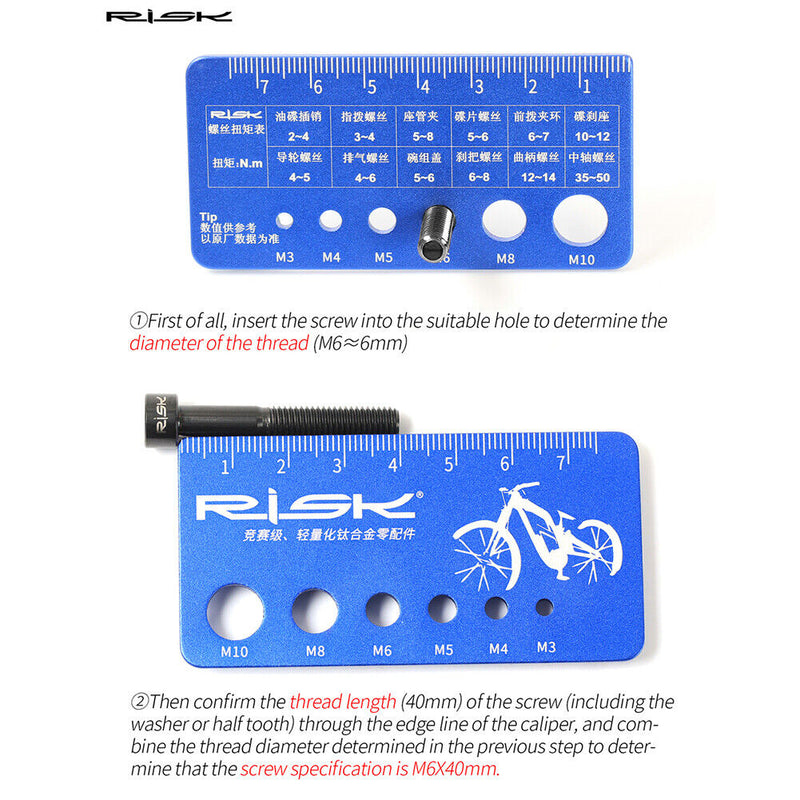 RISK Portable Screw Measuring Ruler MTB Road Bicycle Length Meter Measure Tool