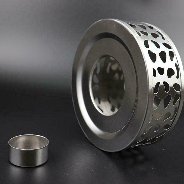 Steel Tea Warmer Teapot Round Base Candle Heater Coffee Milk15*15*5CM H8Q7