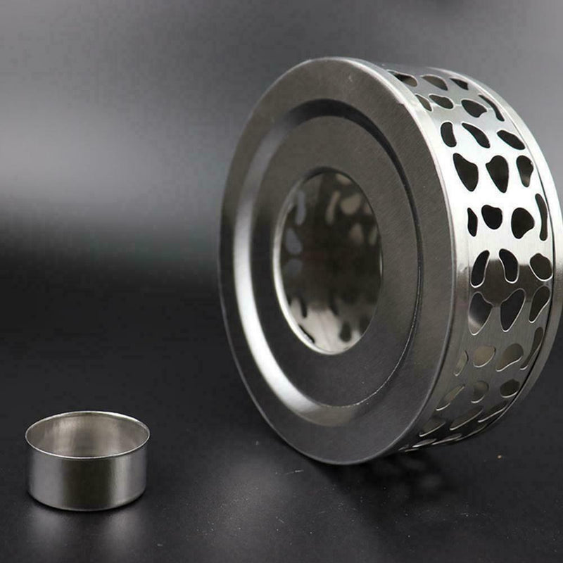 Steel Tea Warmer Teapot Round Base Candle Heater Coffee Milk15*15*5CM H8Q7