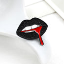 Sexy Black Lips Enamel Brooches Pins Lapel Badges Jewelry Gift for Women Men