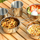 5 Piece Camping Tableware Set Stainless Steel Portable Cup Bowl Pot Tableware