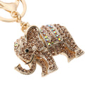 Popular Inlaid Color Cast Elephant Keychain Ladies Bag Pendant(Champagne)