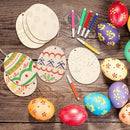4pcs Easter Wood Egg Hanging Pendants Embellishments w/ Rope DIY Wall Decors
