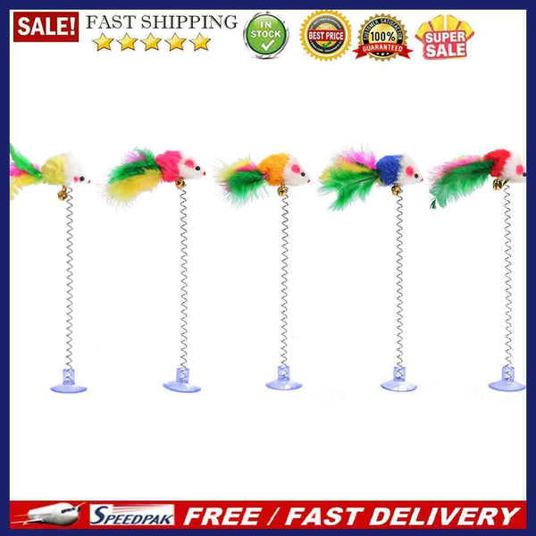 5pcs/set False Mouse Spring Fun Cat Toys Pet Kitten Playing Training Sucker