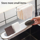 Telescopic Sink Shelf Towel Bar Sponge Drainer Storage Rack Basket (White) Newly
