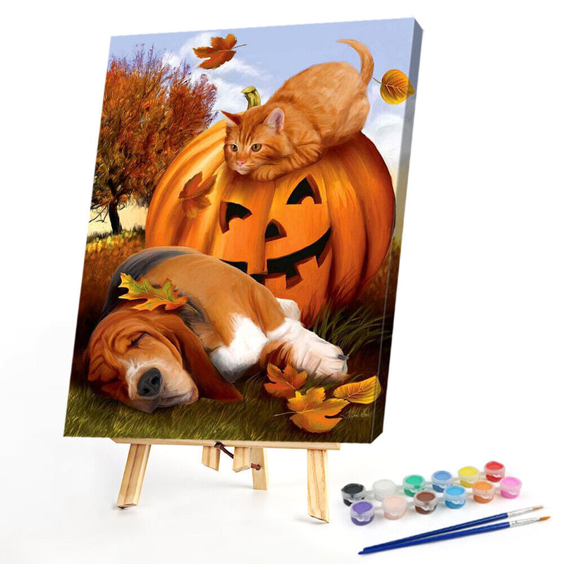 Digital Oil Painting Halloween Animals for Children Hand Painted Art Decoration