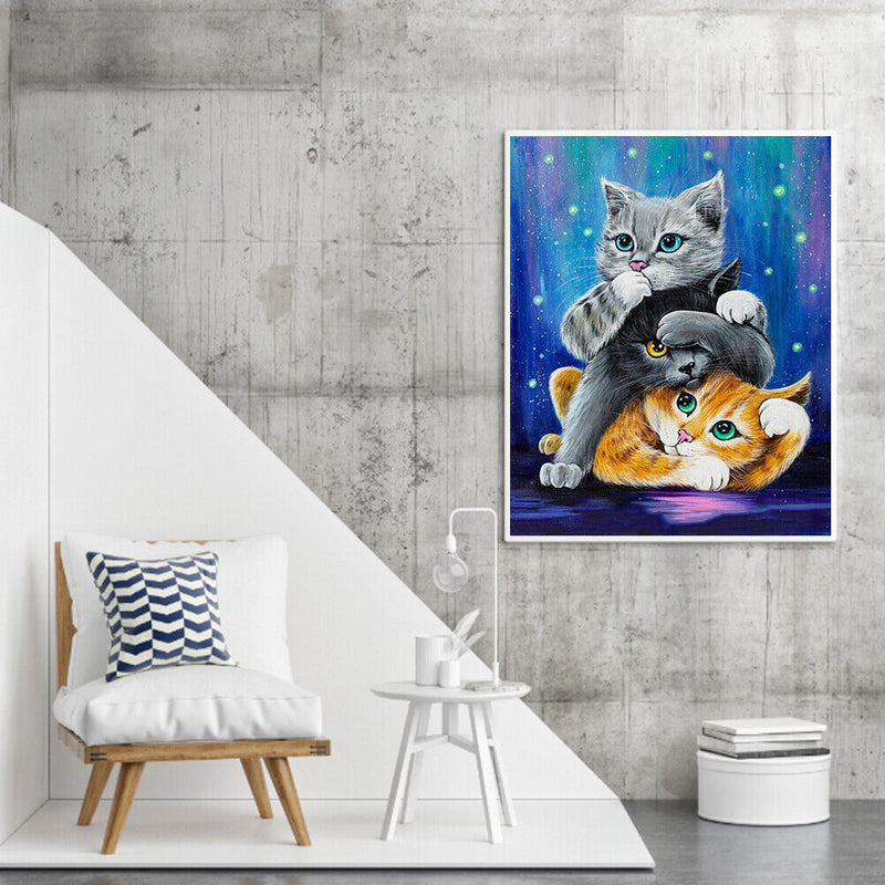 Stacking Cats Oil Paint By Numbers DIY Drawing Picture Kit for Adults Home Decor
