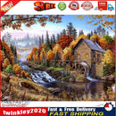 5D DIY Diamond Painting Full Circle Diamond Landscape Wooden House(w785) Newly