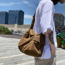 Soft Canvas Shoulder Crossbody Bag Large Capacity Solid Color Messenger Handbags