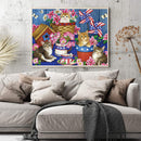 5D DIY Four Kittens Flag Diamond Painting Full Round Drill Rhinestone Art Crafts