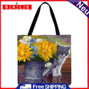 Garuru-Jidong Cat Themed Shopping Bag, with Floral Print, Large