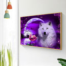 11CT Animal White Fox Full Cross Stitch Stamped Embroidery Kit Needlework Gif