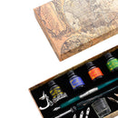 Starry Sky Glass Fountain Dip Pen Stationery Calligraphy Pen (Dark Green) Newly