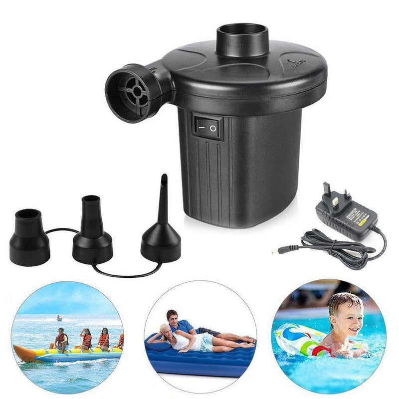 2 in-1 Electric Air Bed Pump Camping Paddling Pools Mains Inflator UK Plugs