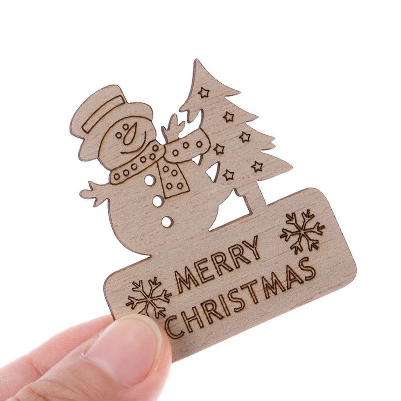 Wood Chip Christmas Snowflake Santa Claus Xmas Decoration Hanging Ornaments