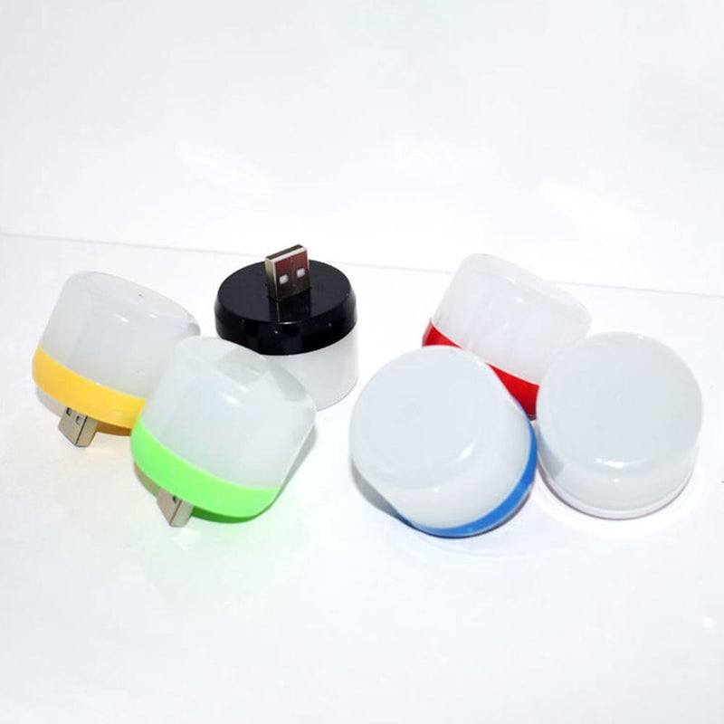 USB Plug Lamp Mobile Power Charging Small Round Night Light (White Light)