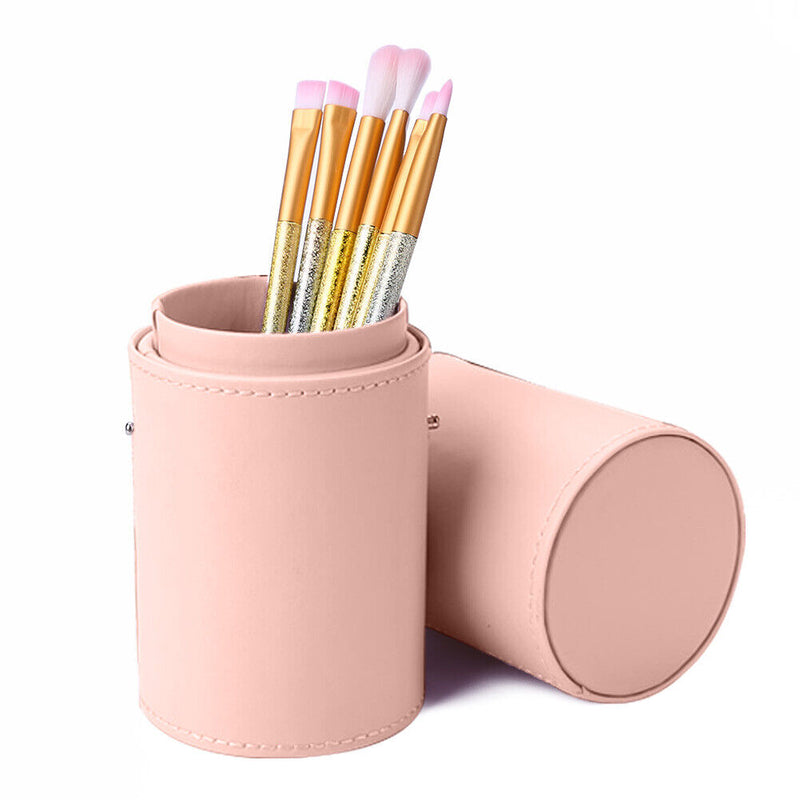 PU Leather Makeup Brush Storage Box Holder Make Up Pen Tube Container Organ