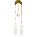 Iron Hoop Moon Sun Crystal Pendant Wind Chime Hanging Drop Garden Decor (C)