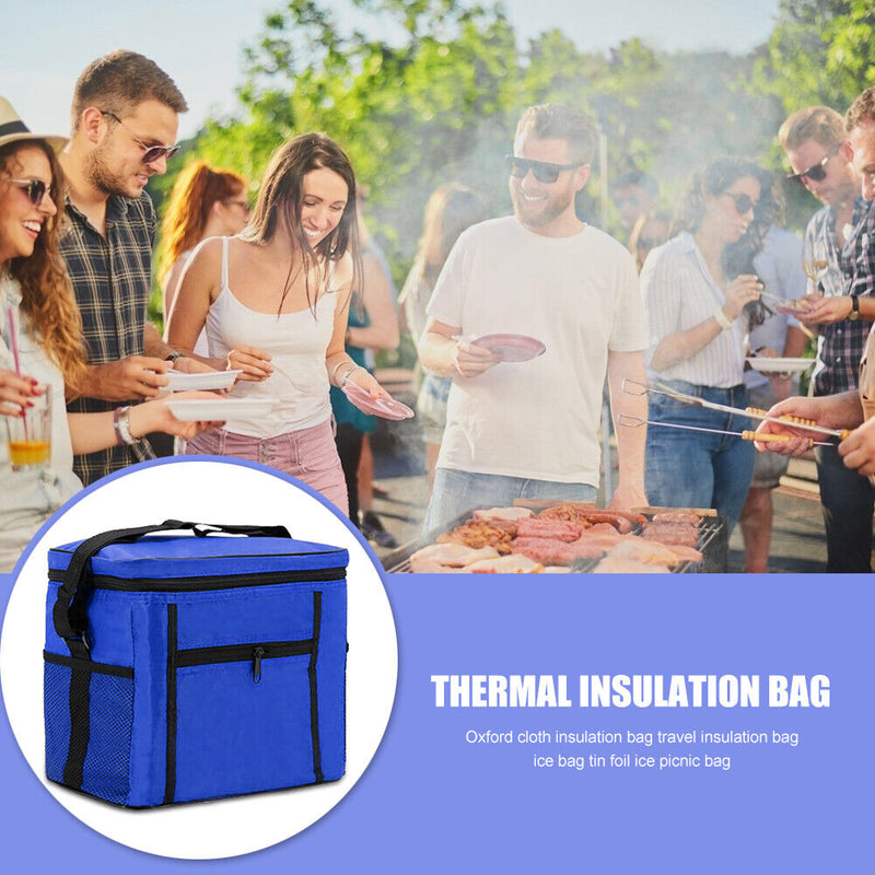 10L Outdoor Camping Picnic Cooler Thermal Tote Waterproof Oxford Cloth Lunch Bag