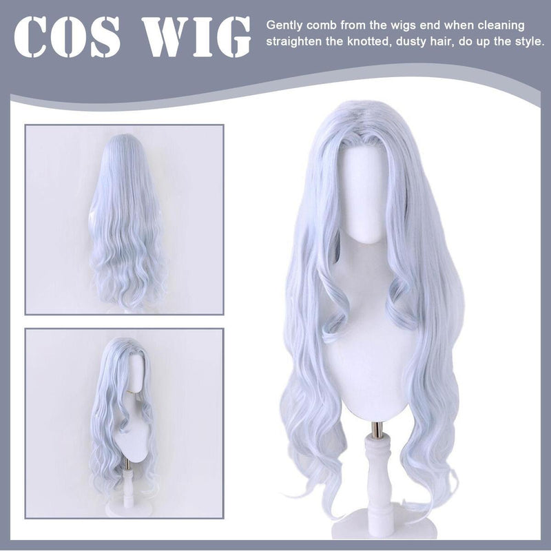 Perücke Beliebte Oma graues langes lockiges Haar Cos silbergraue Lolita-Wellenp.