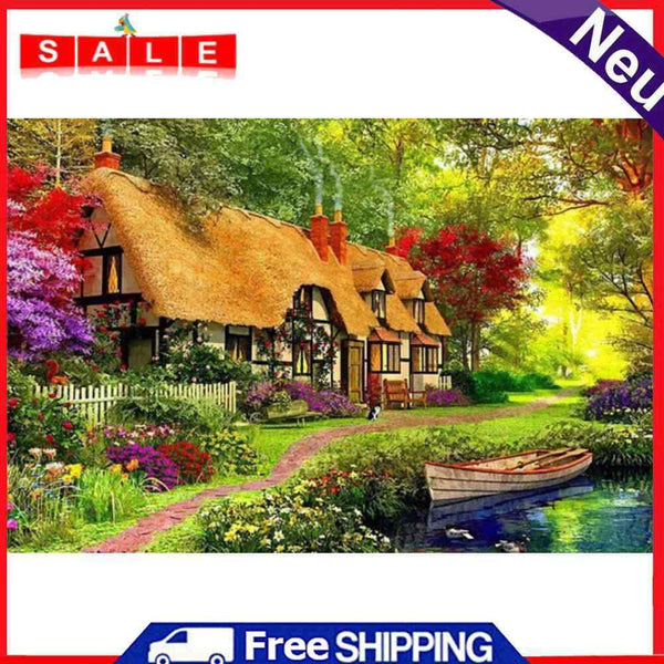 Garden Bungalow Diamond Paintings Hanging Rhinestone + Canvas 5D Diamond DIY Painting