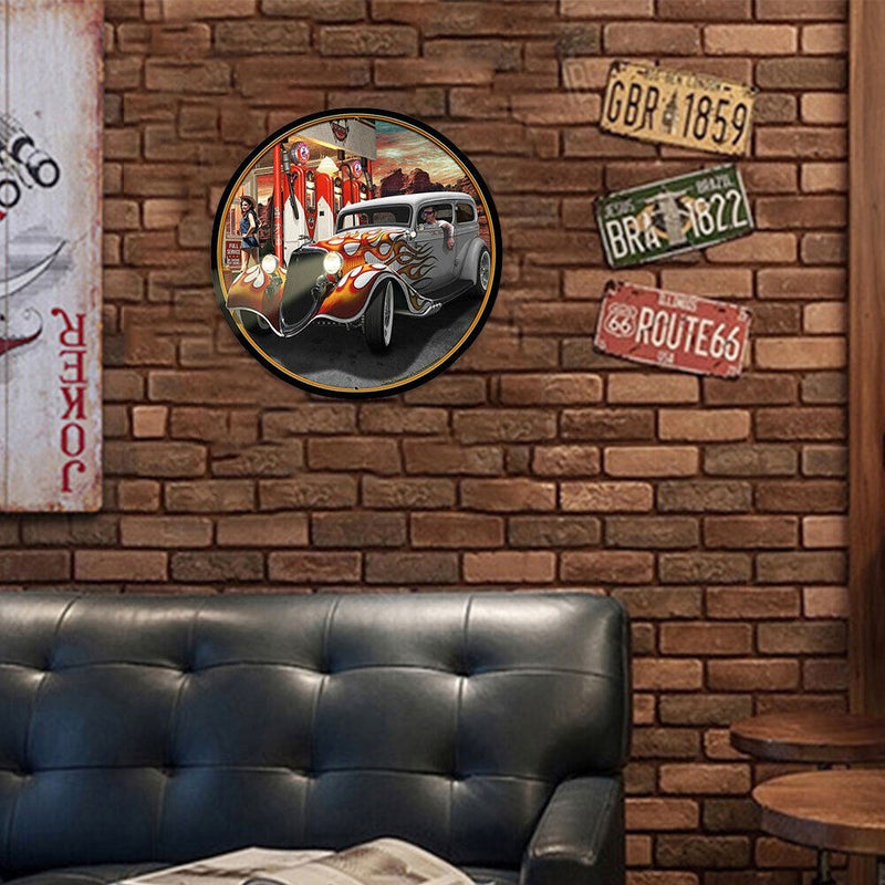 Round Car Retro Metal Plate Tin Sign Plaque Poster for Club Cafe Home (1)
