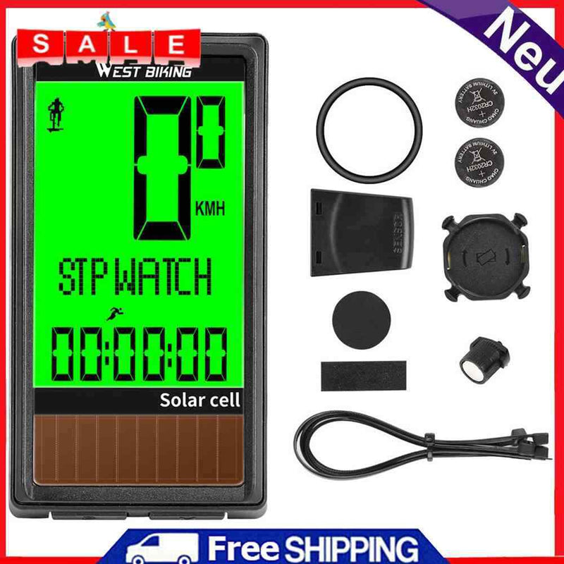 WEST BIKING Bicycle Speedometer Solar Wireless MTB Road Bike Waterproof Computer