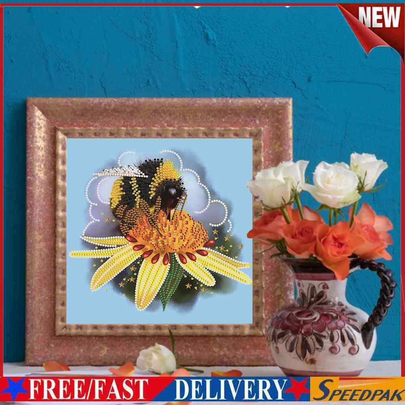 Flower Bee DIY Diamond Painting Kits Partial Shaped Drill Home Wall Art Dec