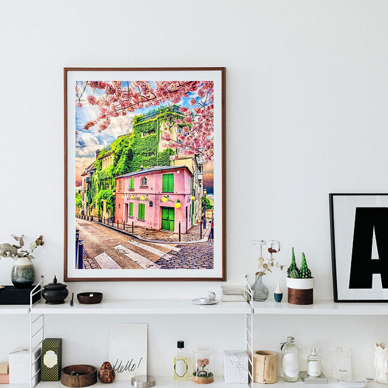 5D DIY Diamond Painting Kits Full Round Drill Pink House Seascape Mosaic