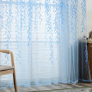 Pastoral Style Willow Floral Window Curtain Bedroom Living Room Decor(Blue)