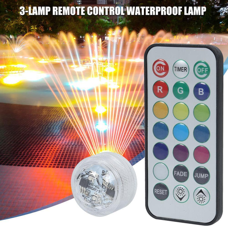3LED RGB Waterproof Light Remote Control Underwater Night Lamp Party Decoration