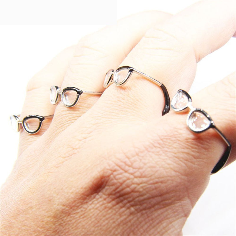 Women Girls Minimalist Jewelry Bohemian Finger Ring Cute Glasses Ring