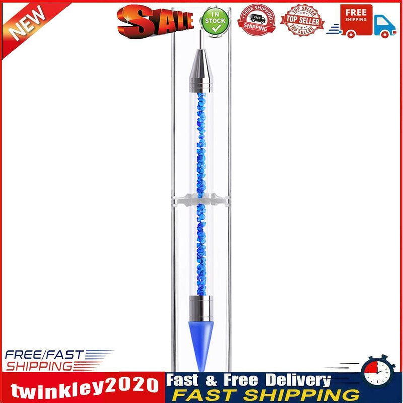 Dual Heads Dotting Wax Pen Point Drill Picker Nail Art Studs Dotter (Blue) Newly