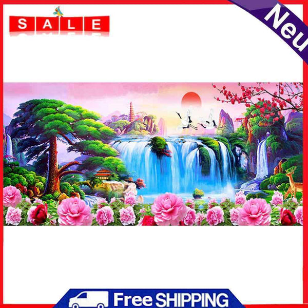 Waterfall Welcome Pine Oil Paint By Numbers DIY Handpainted Home Decoration Gift
