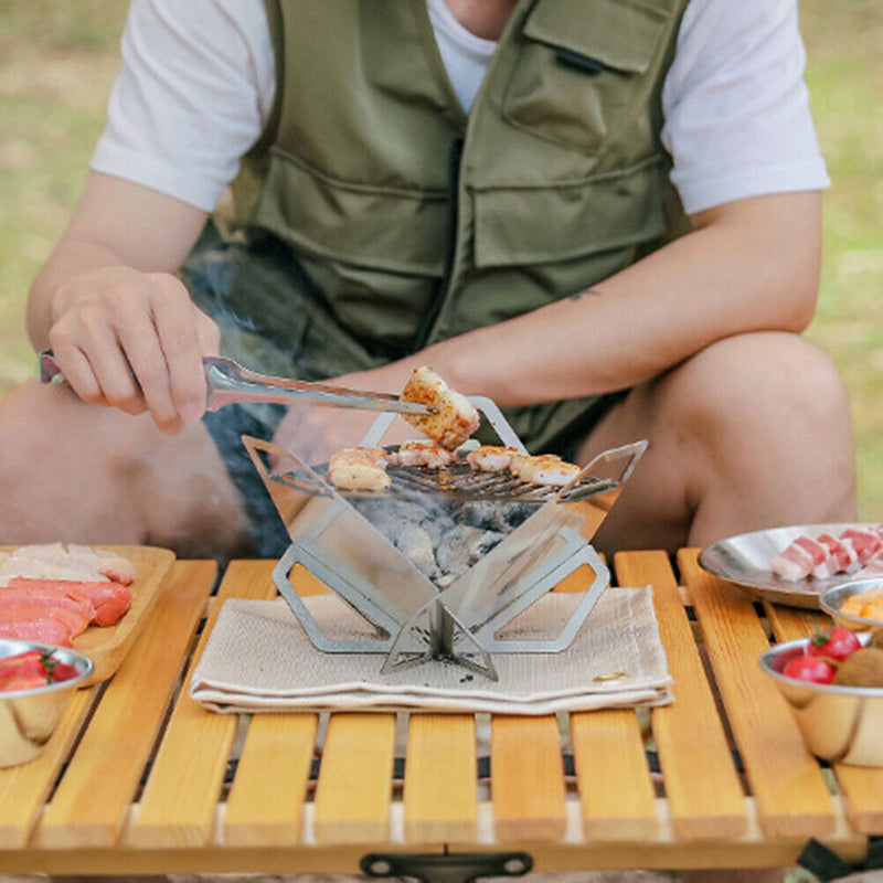 Outdoor BBQ Grill Stove Portable Triangle Stainless Steel Camping Picnic Stoves