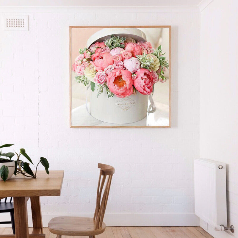 Rhinestone Diamond Painting 5D DIY Pink Flowers Full Round Drill Picture