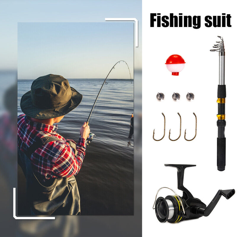 Spinning Reel Fishing Rod Combo Kits Portable Angling Tackle Tools for Beginner
