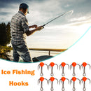 10pcs Ice Fishing Sharpened Treble Hooks Carbon Steel Mini Hook Red (6)