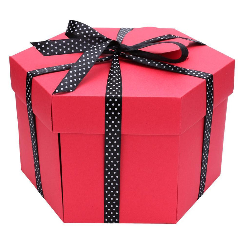 3pcs Explosion Box Hexagonal DIY Photo Album Scrapbooking Box Gift (Red)