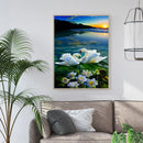 5D DIY Full Round Drill Diamond Painting Swan Lake Cross Stitch Embroidery