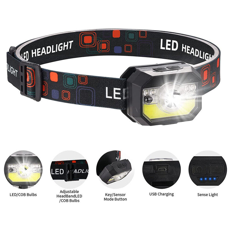 Strong LED Headlamp Sensor Headlight Flashlight for Running Hiking Camping Newly